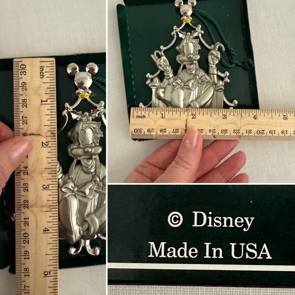 Disney Christmas Goofy Silvertone Ornament Original Box Made In USA Vintage 1989 - Picture 9 of 14